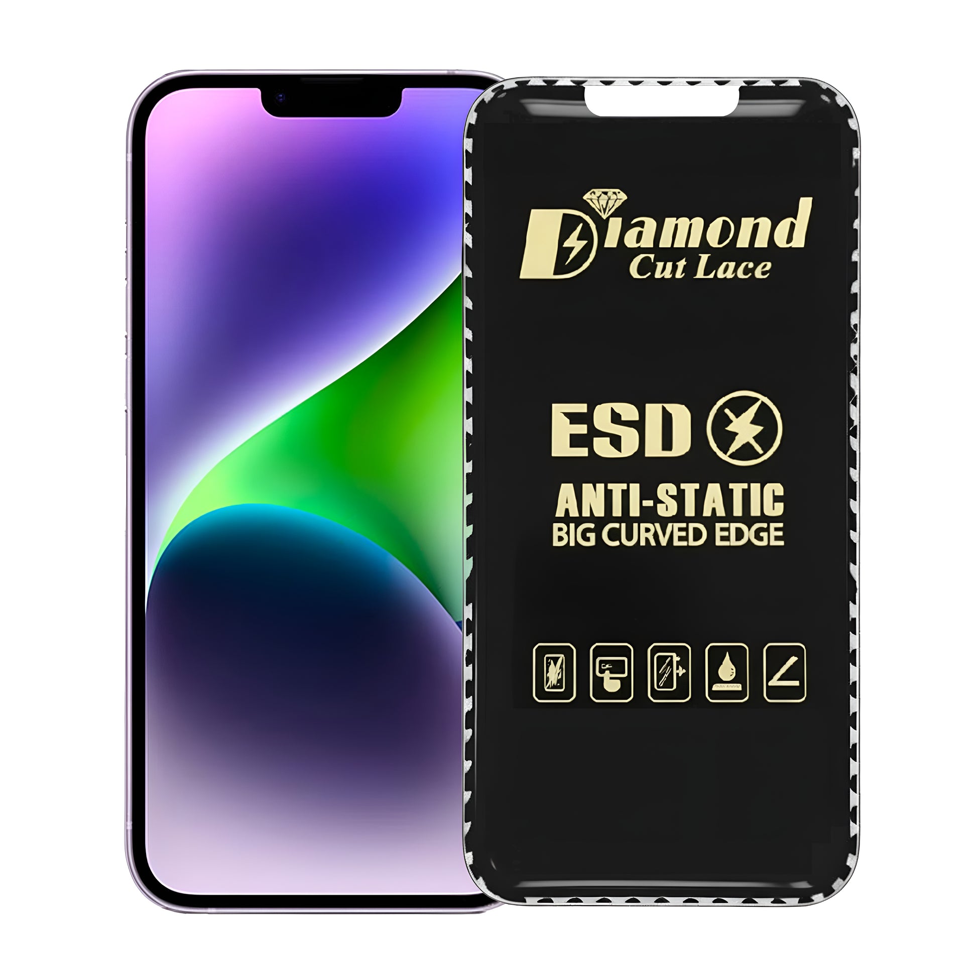 Diamond Cut Lace ESD FLAYR Tempered Glass for Apple iPhone 14 Plus