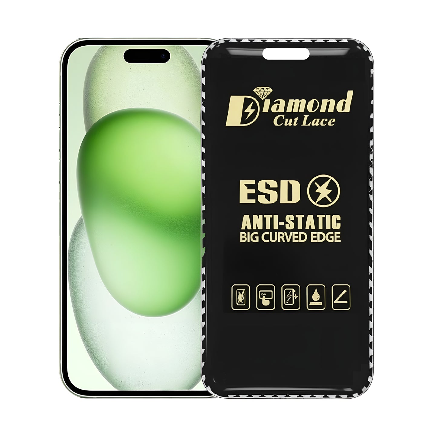 Diamond Cut Lace ESD FLAYR Tempered Glass for Apple iPhone 15 Plus