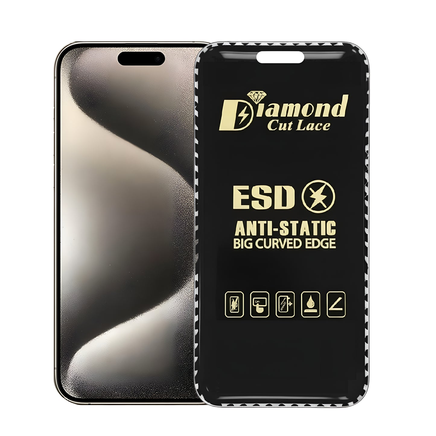 Diamond Cut Lace ESD FLAYR Tempered Glass for Apple iPhone 15 Pro Max