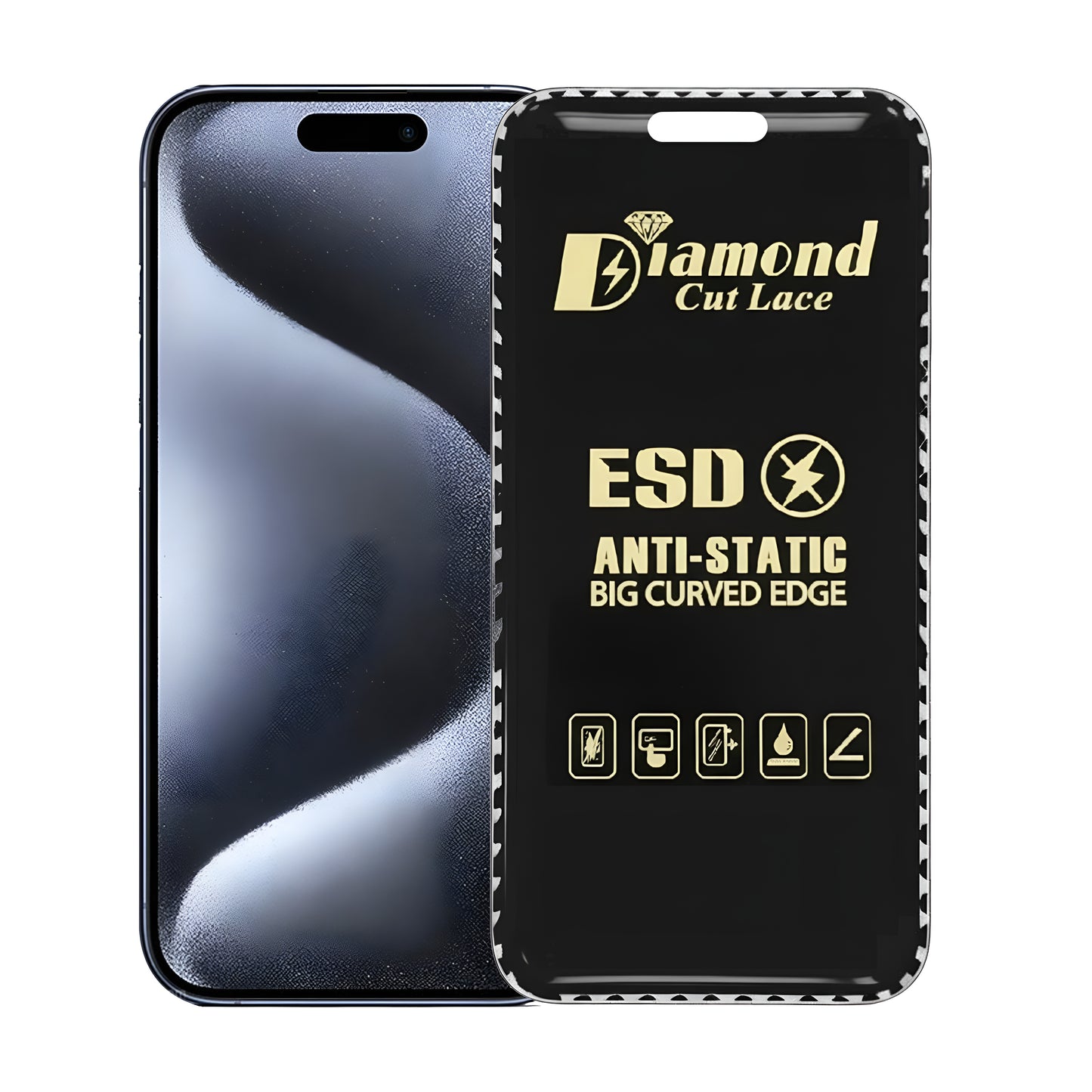Diamond Cut Lace ESD FLAYR Tempered Glass for Apple iPhone 15 Pro