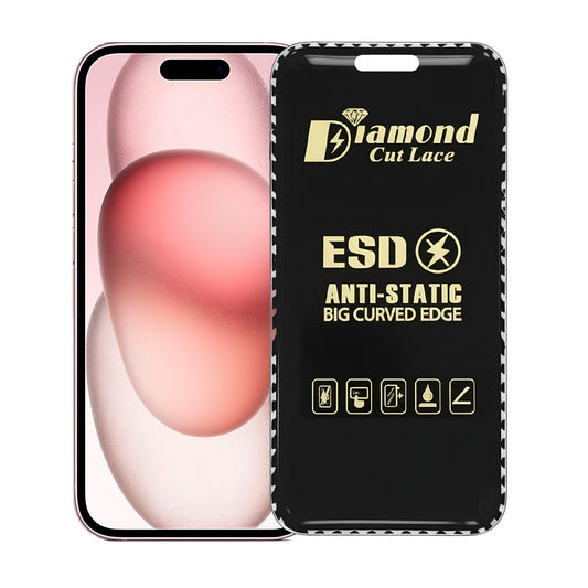 Diamond Cut Lace ESD FLAYR Tempered Glass for Apple iPhone 15