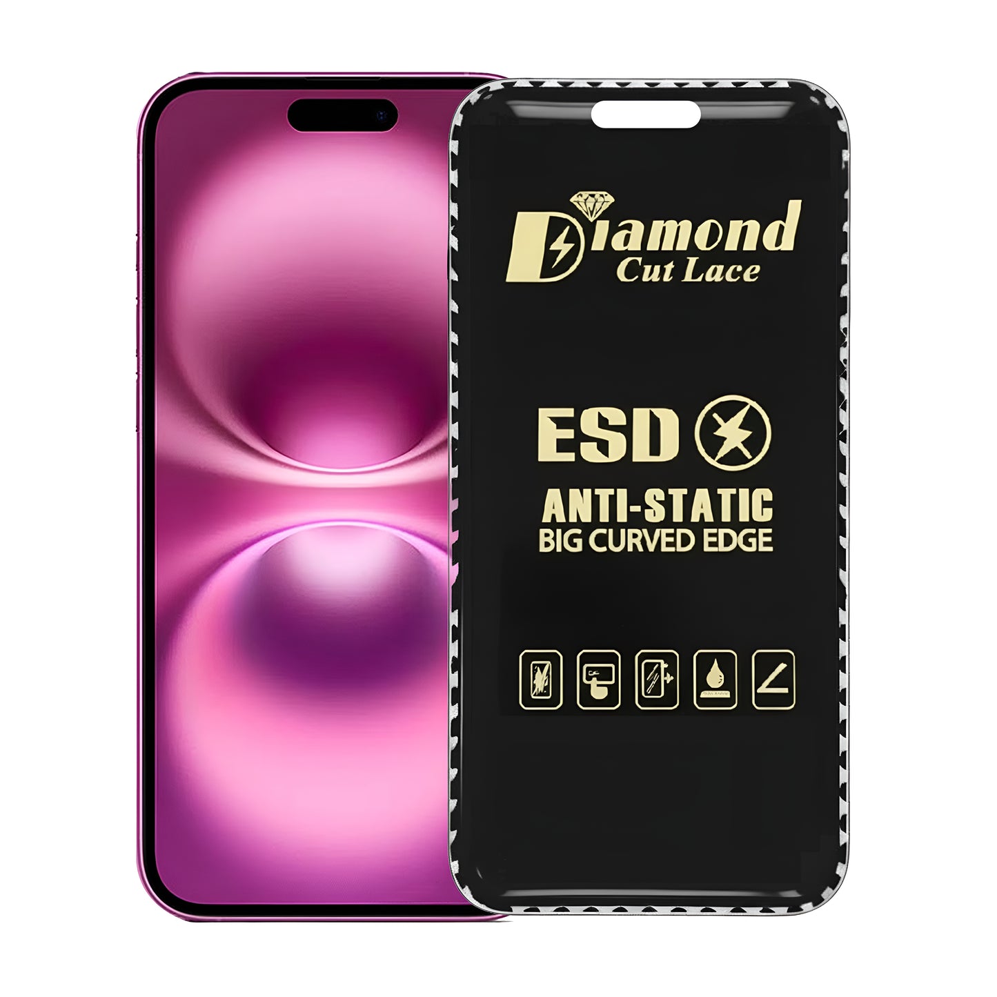 Diamond Cut Lace ESD FLAYR Tempered Glass for Apple iPhone 16 Plus