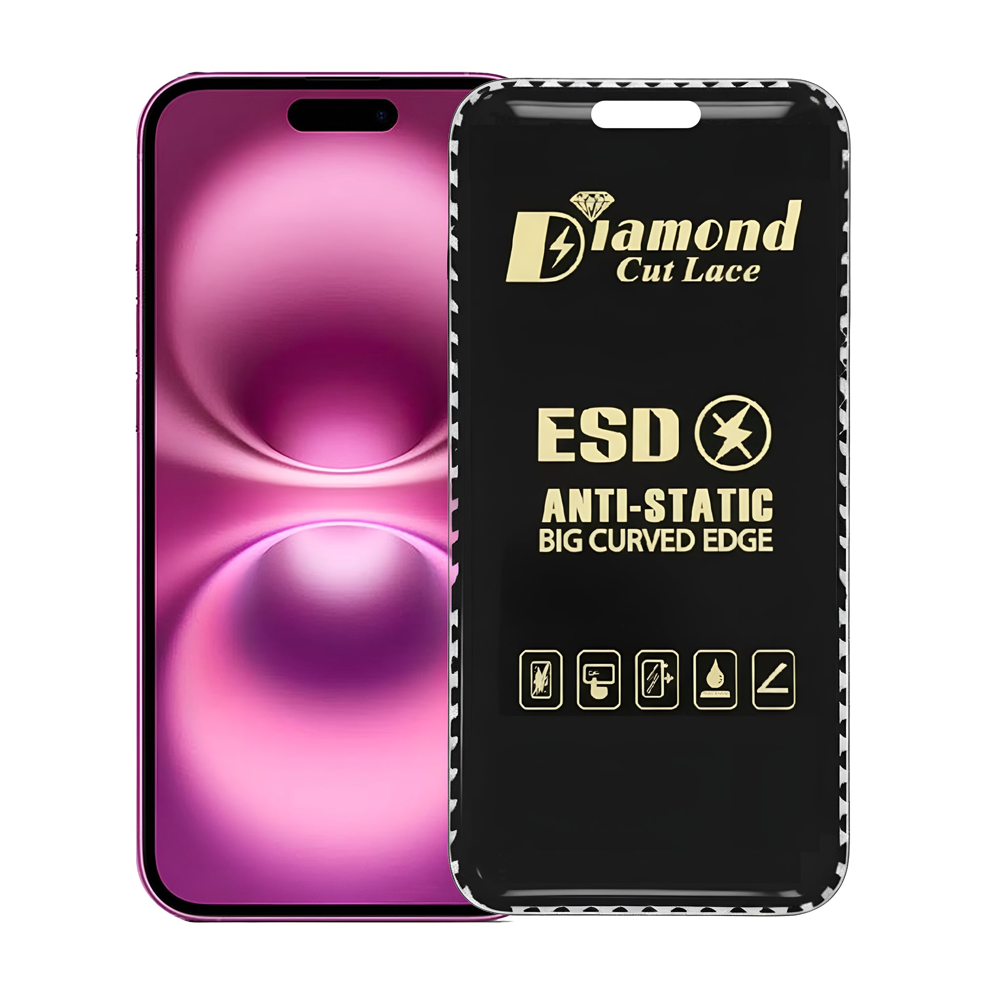 Diamond Cut Lace ESD FLAYR Tempered Glass for Apple iPhone 16 Plus